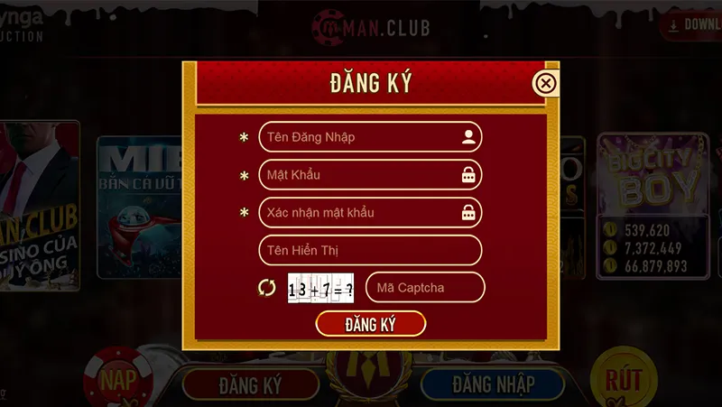 Đăng ký tài khoản ManClub